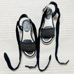 VINCE CAMUTO black jute Kimano lace up sandals 7.5